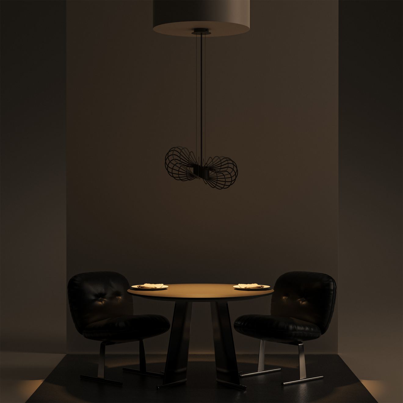 Pendant light Ztahl Martani round Ø 50 cm 1-light (Metal, Zand | Grijs)
