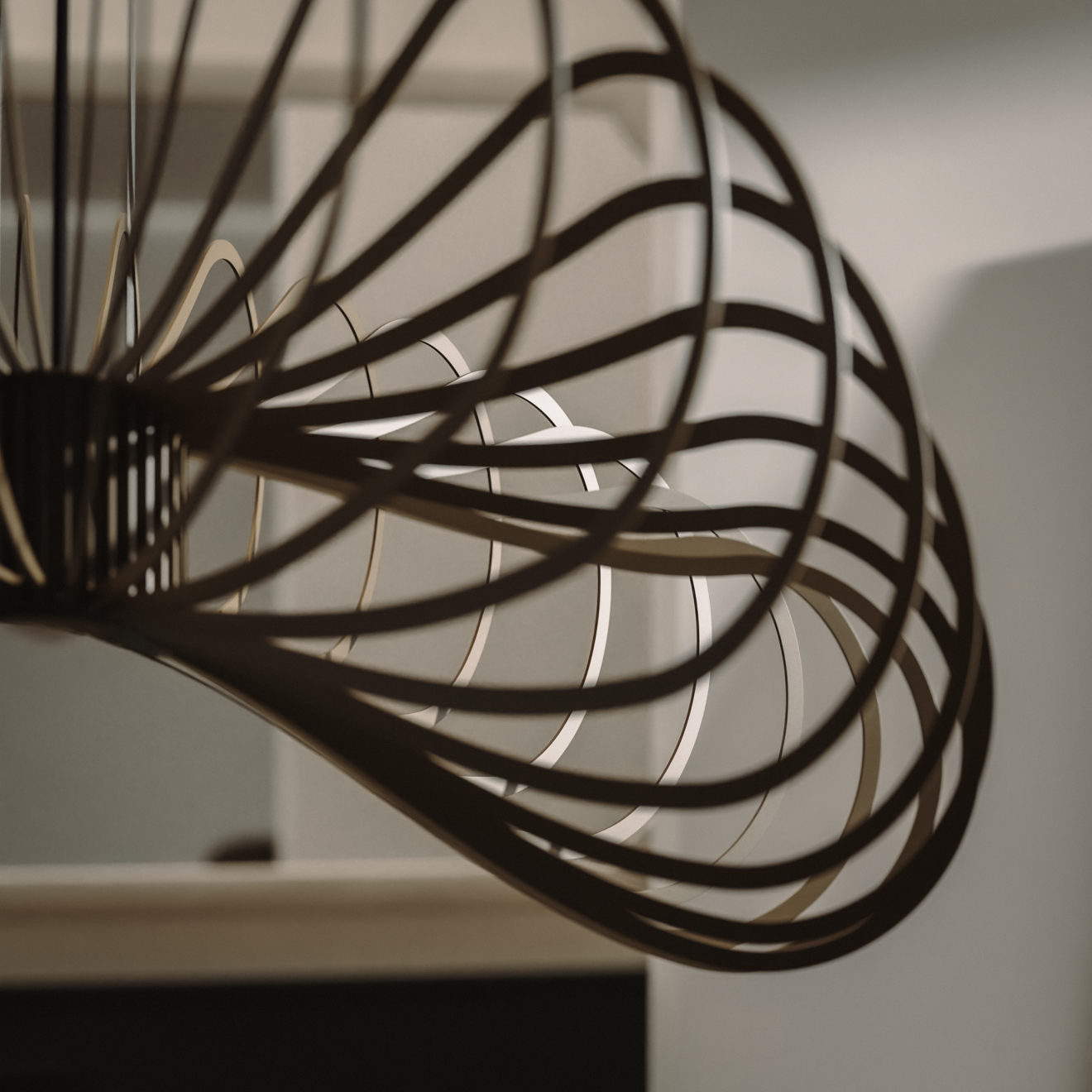 Lámpara colgante Ztahl Martani redonda Ø 85 cm 4 luces con roseta de techo iluminada