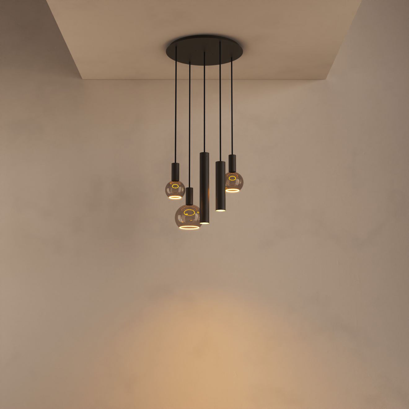 Lámpara colgante Ztahl Riva redonda Ø 50 cm 5 luces