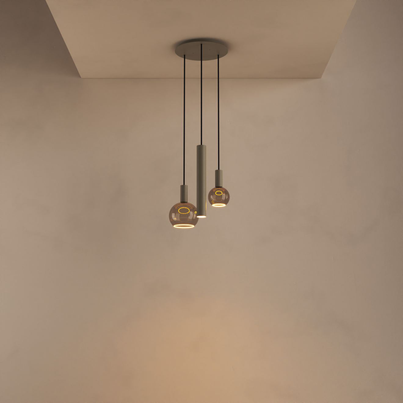 Lámpara colgante Ztahl Riva redonda Ø 35 cm 3 luces