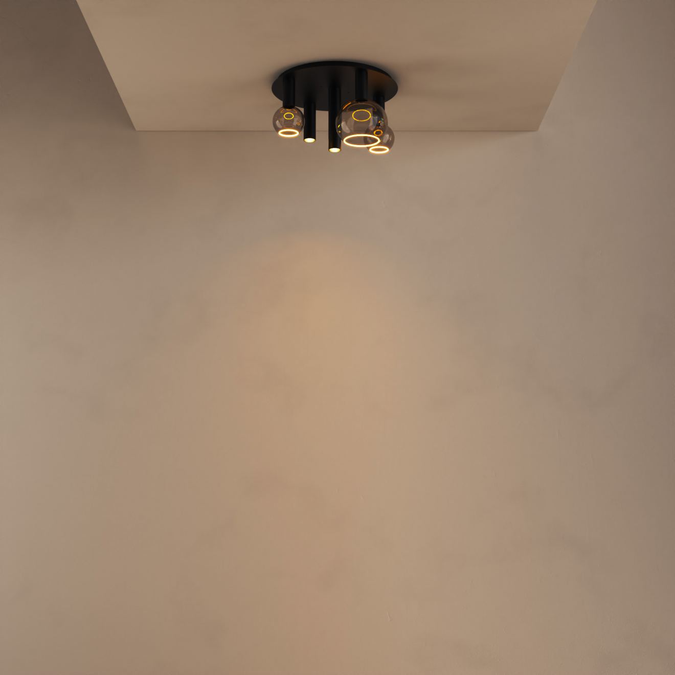 Ceiling light Ztahl Riva round Ø 50 cm 5-light (Metal, Zwart | Grijs | Zand)