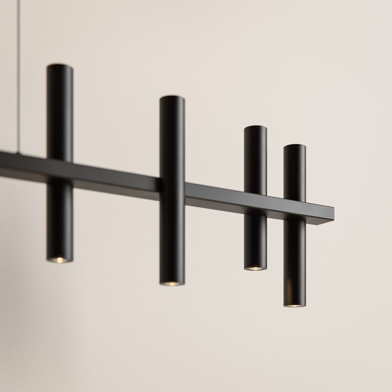Lámpara colgante Ztahl Stelvio 190 cm, 10 tubos 14 luces